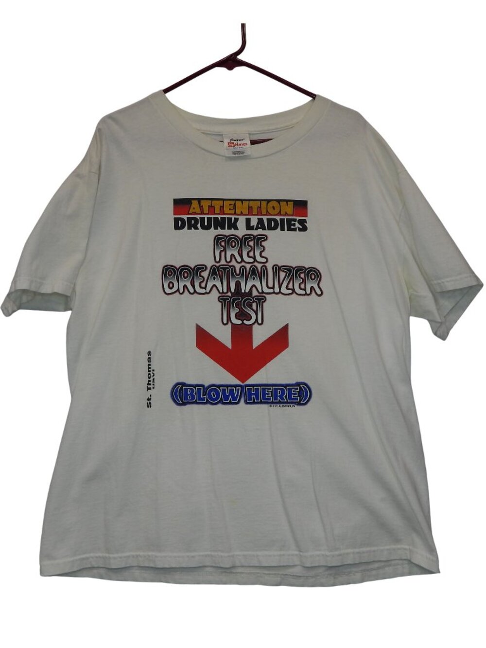 Vintage Hanes St. Thomas USVI "Free Breathalyzer Test" Graphic Novelty Tee Large